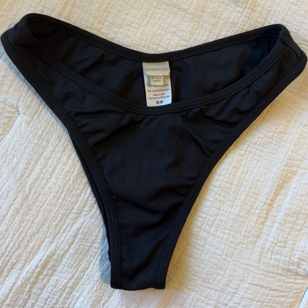 L*Space Black Bitsy Cut Bikini Bottom